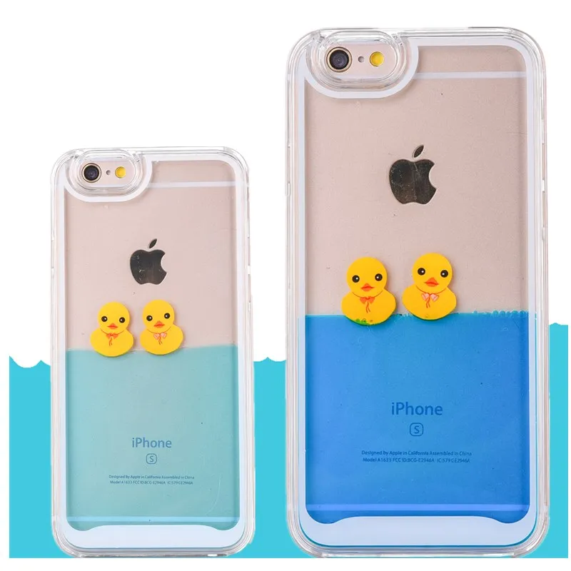 Для iPhone 6 Чехол 3D прозрачная струящаяся жидкость для плавания желтая утка задняя