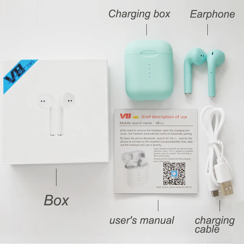 2019 новые V8 TWS Беспроводные стерео Bluetooth 5 0 гарнитуры с всплывающим окном для iPhone