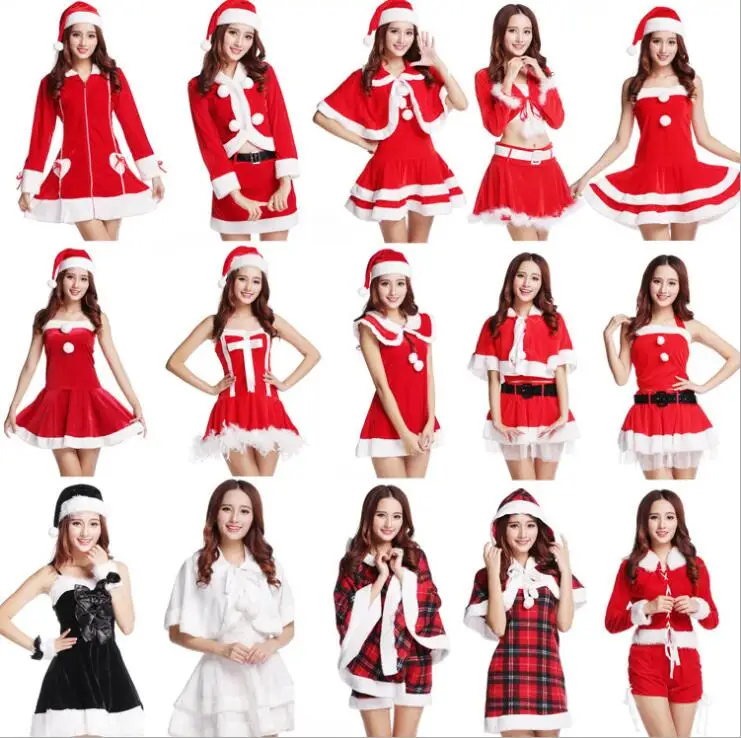 Новинка 2016 г. Рождественские костюмы Sexy Santa Детские Кристалл бархат праздничное