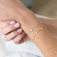 2019 christmas gift new jewelry sparking bling cz star starburst charm link chain bracelet fashion