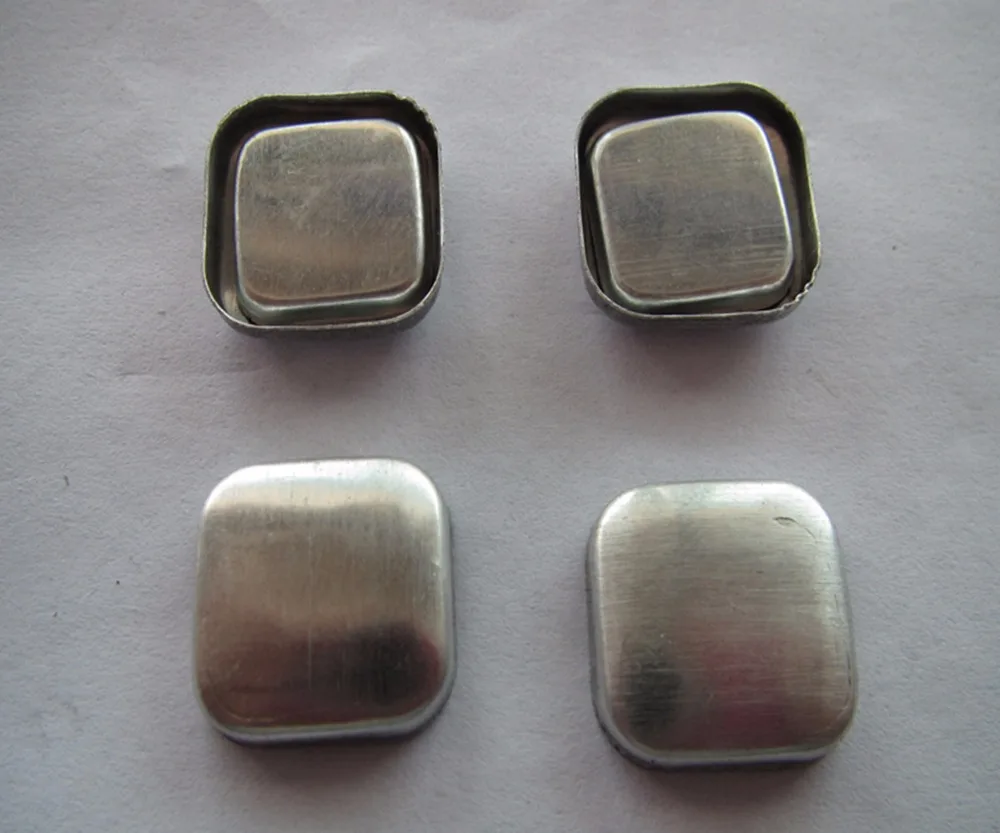 15 мм комбинированная кнопка, алюминиевый квадратный размер, плоское основание, сделай сам, модная ткань, скрытая кнопка, набор 3000