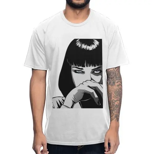 Модная футболка Pulp fiction, Миа Уоллес, стильная уличная футболка для отдыха, футболка с круглым вырезом, S-6XL размера плюс, футболка из фильма