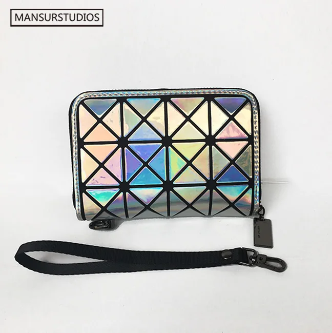 short wallet Hotest женские ночные кошельки Длинные, лазерный короткий кошелек, ромбовидная решетка стандартный Длинный кошелек - Цвет: short wallet