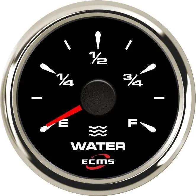 

New Design Marine Boat Yacht Automotive Water Level Gauge E-F 9-32V 52mm 2 Inch 316L Chrome Bezel Black Dial 802-00009