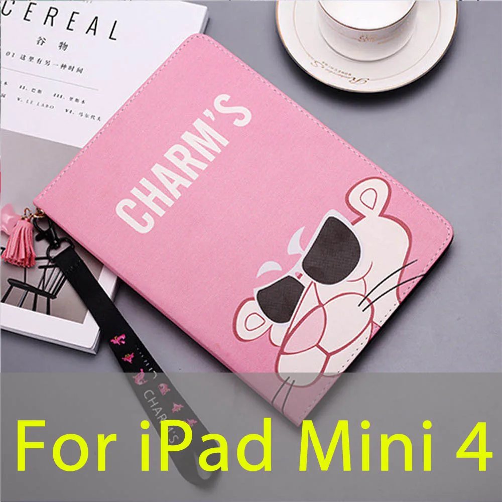 Pink For iPad Mini 4 Чехол для iPad Air 2 1 iPad 2/3/4 Mini 4 3 2 1 Pro 9," Розовая пантера чехол с ремешком умный Авто Пробуждение сна - Цвет: Pink For iPad Mini 4