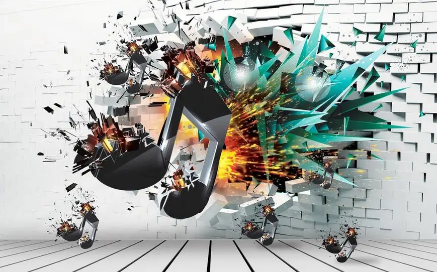 3D Музыкальный взрывобезопасный фон мультфильм 3d стереоскопические обои роспись