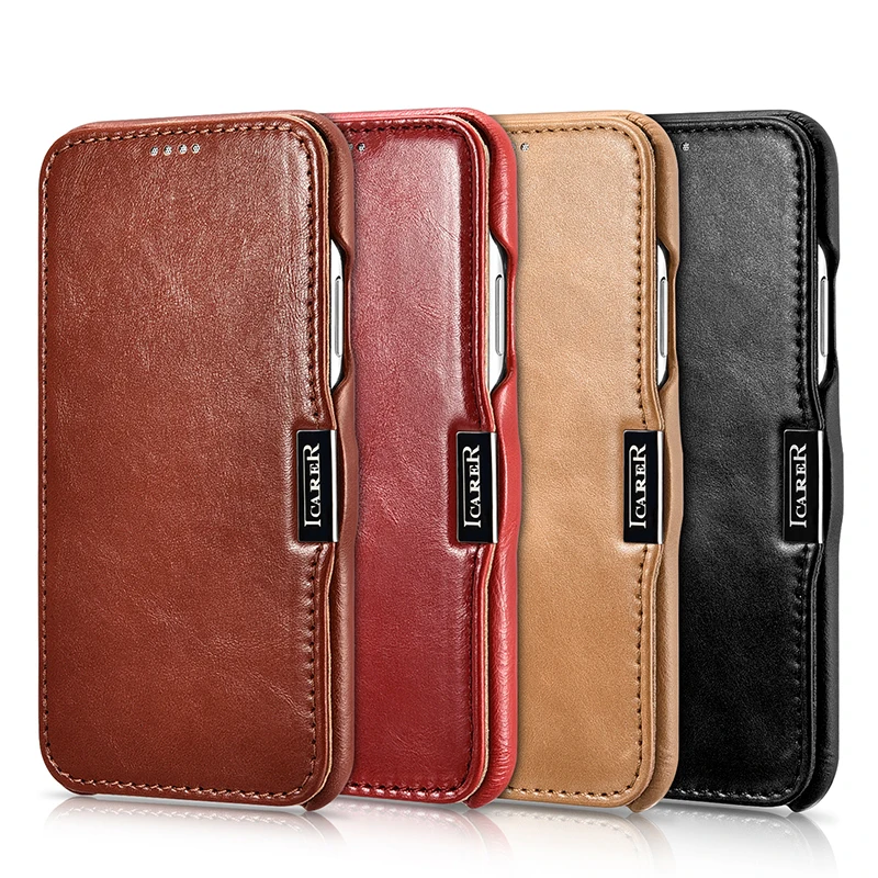 iCarer For iPhone X Case Cover Luxury Vintage Genuine Leather Magnetic Shockproof Armor Flip Phone for 10 Back | Мобильные телефоны