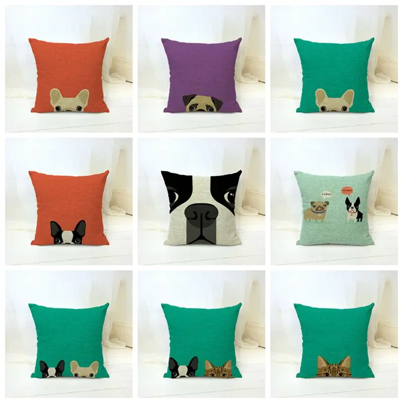 Декоративная подушка из хлопка высокого качества с принтом мультяшной собаки
