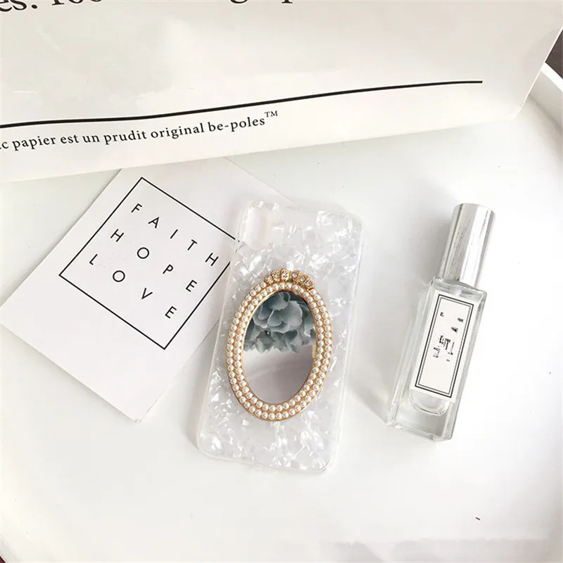 For iPhone 11 Pro MAX 6 6s 7 8 plus X XS XR Fresh Cute diamond Pearl mirror shell phone case cover |