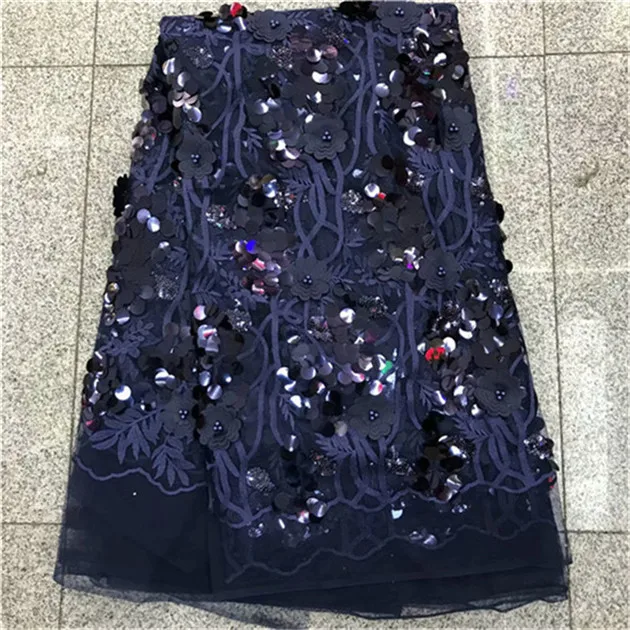

Royal Blue In 2018, high quality large sequined beads lace fabric of lacy fabric with colorful Latin clothing net gray
