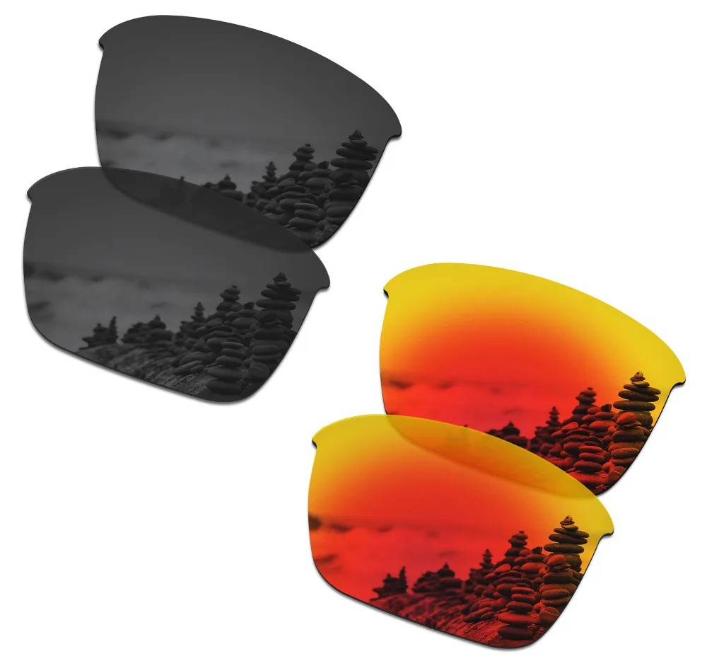 

SmartVLT 2 Pairs Polarized Sunglasses Replacement Lenses for Oakley Thinlink Stealth Black and Fire Red