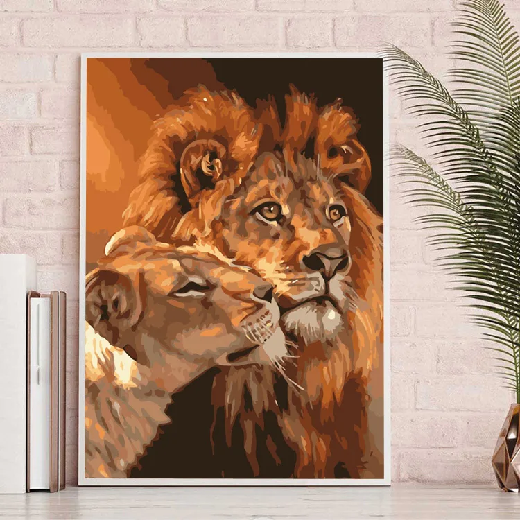 Картина ROYALDREAM Dependent Lion Animalst Diy Цифровая живопись по номерам современное настенное