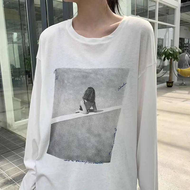 XITAO Letter Print Black White T Shirt Women Clothes 2019 Casual Match All Sunscreen Thin Tee Top Autumn Fashion New WQR1206 | Женская