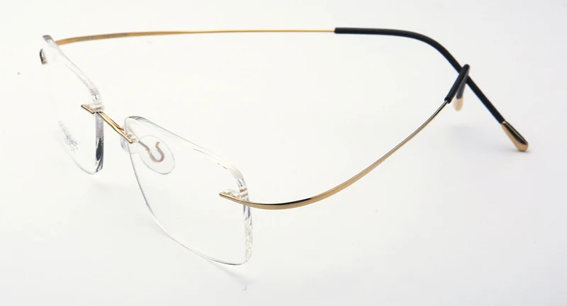 gold QJ Pure titanium очки без оправы, Гибкая оптическая оправа, очки по рецепту, очки без оправы, очки для глаз 010, линия дужек - Цвет оправы: gold