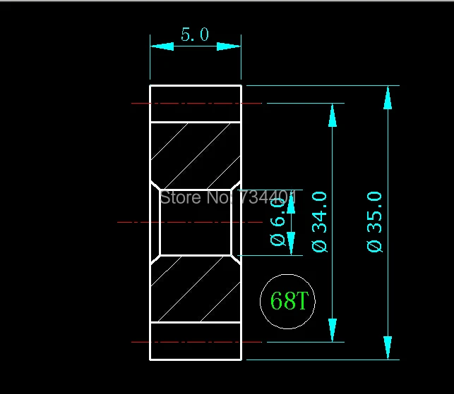 

0.5m/68 tooth /hole 6/metal precision model of micro motor / motor DIY small modulus gear / rack / spot Carbon steel
