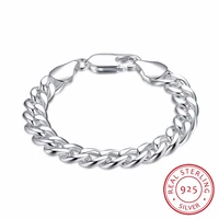 lekani mens fine jewelry 925 sterling silver 10mm sideways link chains 20 5cm bracelets bangles pulseiras de prata male bijoux