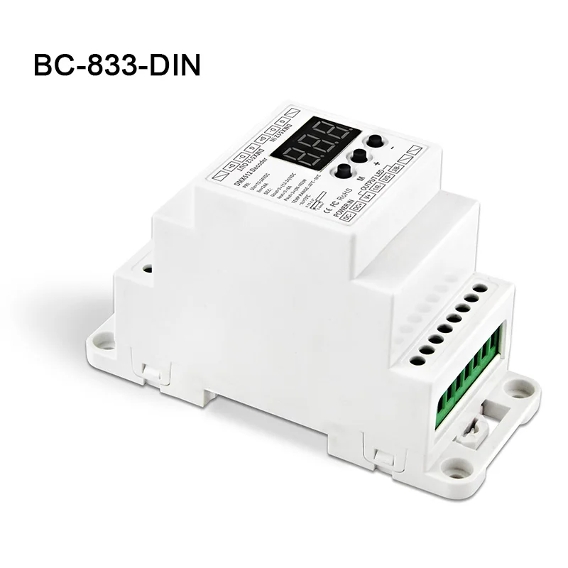 Фоды новая DIN рейка DC12 24V 8A * 3CH выход DMX512 постоянное напряжение 1990 контроллер
