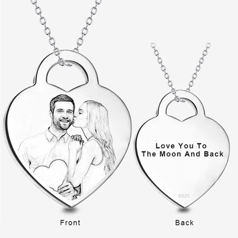 Personalized Name Photo Pendant Collar Necklace 925 Silver Custom Engraved Statment Necklaces Fashion Jewelry Bijoux For Women | Украшения
