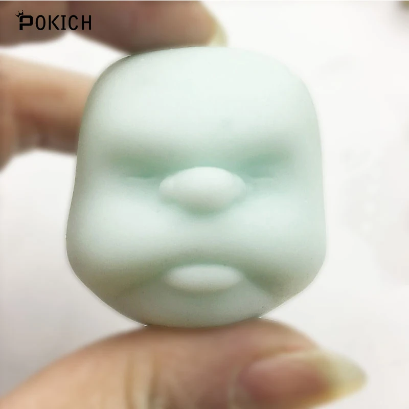 Pokich Funny Ideas Anti-Stress Reliever Human Face Doll Squeeze Toys Vent Ball Slime Hand Squeezing Toy Clay Random Color-A | Игрушки и