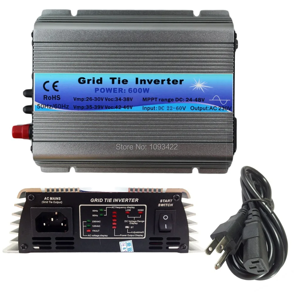 

600W Grid Tie Inverter MPPT Function 22-60VDC input 110V 230VAC Micro Grid Tie Pure Sine Wave Inverter 22V 60V to 110V 220V