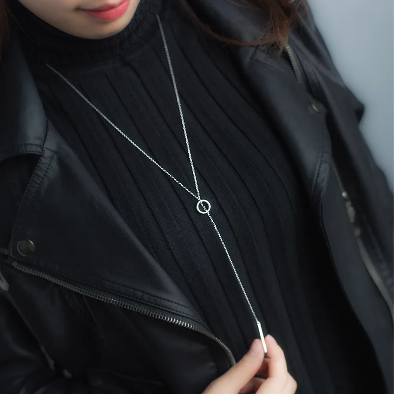 Женская реальная. Длинное ожерелье Y из серебра пробы с надписью Lucky Bar|necklace money|necklace wholesalernecklace radio |