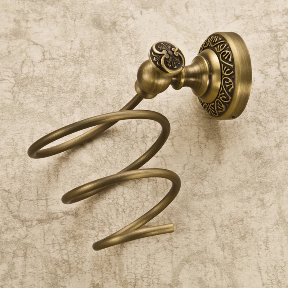 Лейден античная латунь Настенный Современный Ванная Комната Полка Фен Держатель