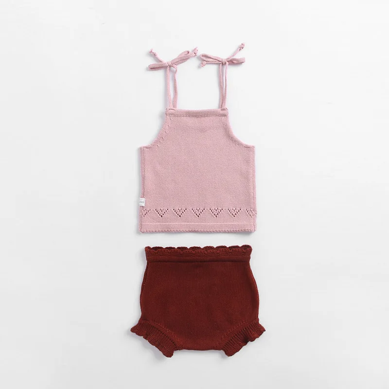 Одежда для маленьких девочек летний вязаный комплект детской одежды и мальчиков