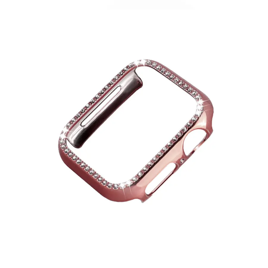 Pink Чехол Защитная крышка для Apple Watch 38 мм 44 мм Алмазный ПК позолоченный корпус часов для наручных часов iWatch серии 4/3/2/1 40 мм 42 мм - Цвет: Pink