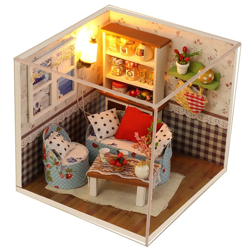 ZWX012 Кукольный дом Миниатюрный Кукольный Домик DIY Handmand сборка мини-комнатный дом модель здания кукольные домики мебель игрушка для детей подарок - Цвет: ZWX012