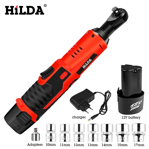 SET 6-202 Электрический гаечный ключ HILDA 12 В, беспроводной Трещоточный ключ, аккумуляторные строительные леса, крутящий момент, Трещотка с розетками, инструменты, электроинструменты - Цвет: SET 6-202