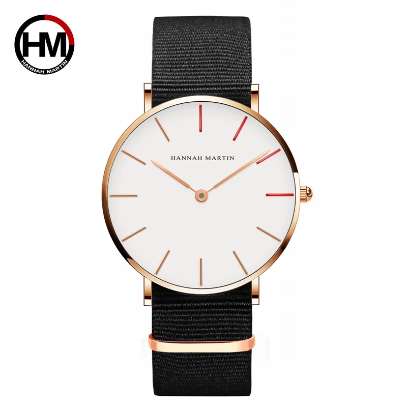 

Hannah Martin Watches Women Ultra Slim Quartz Watch Casual Nylon Men Wristwatches Relojes Mujer Bayan Kol Saati Montre Feminino