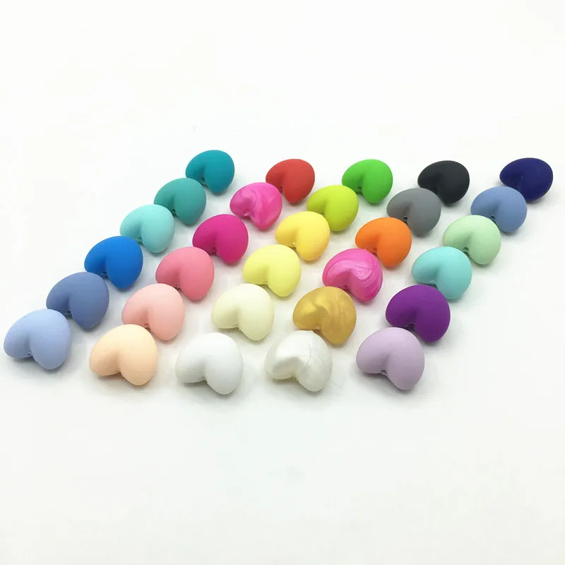 mix colors 10 шт./партия, хит, в форме сердца, свободные бусины для ожерелье-прорезыватель силиконовые бусины для детский прорезыватель BPA безопасный DIY бисер Прорезыватель - Цвет: mix colors