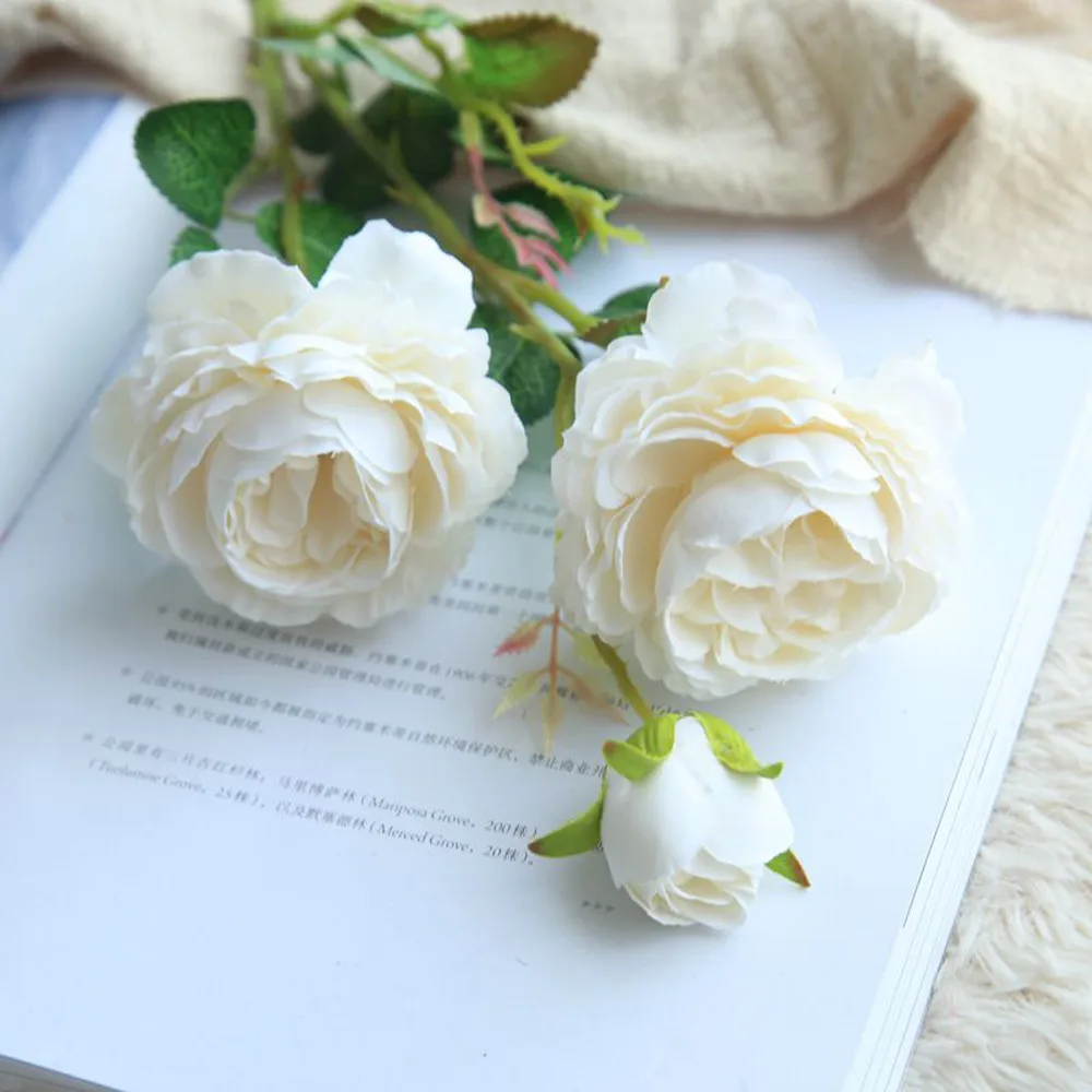 Artificial Fake Western Rose Flower Peony Bridal Bouquet Wedding Home Decor plantas artificiales para fleur artificielle | Дом и сад