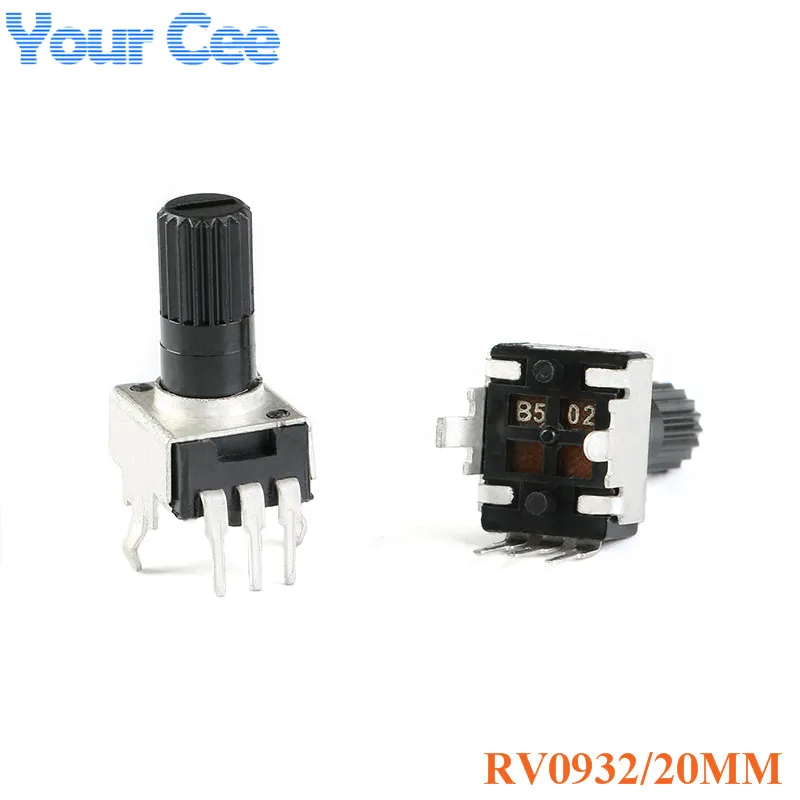 10pcs Rv09 Vertical 20mm Shaft 1k 5k 10k 50k 100k 0932 Adjustable Resistor 3pin Seal Potentiometer 102 502 103 503 104 - купить по