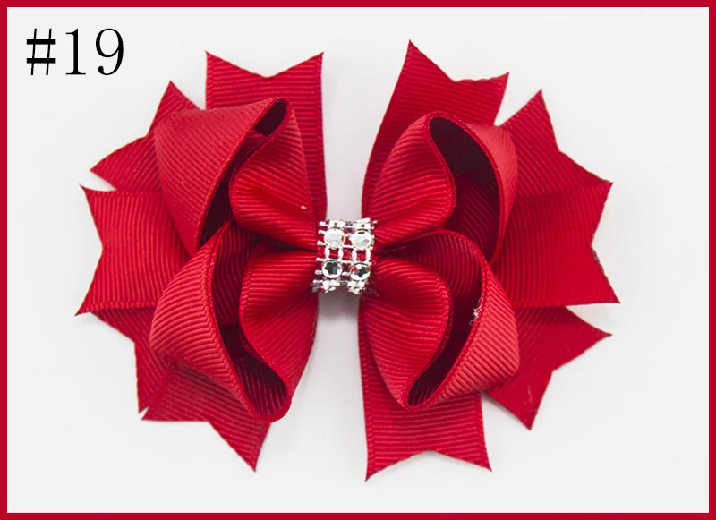 

free shipping 60pcs 3.5'' Piggytail hair bows toddle hair clips Rhinestone Hair Bows holiday girl clips