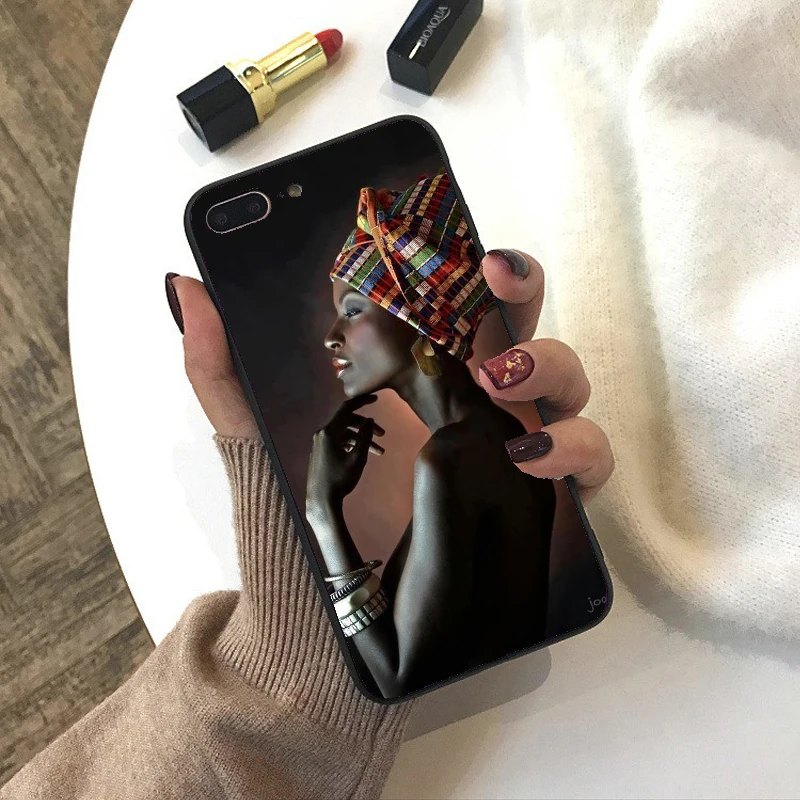 Мягкий силиконовый черный чехол для телефона в африканском стиле из ТПУ iPhone X 5 5S 6