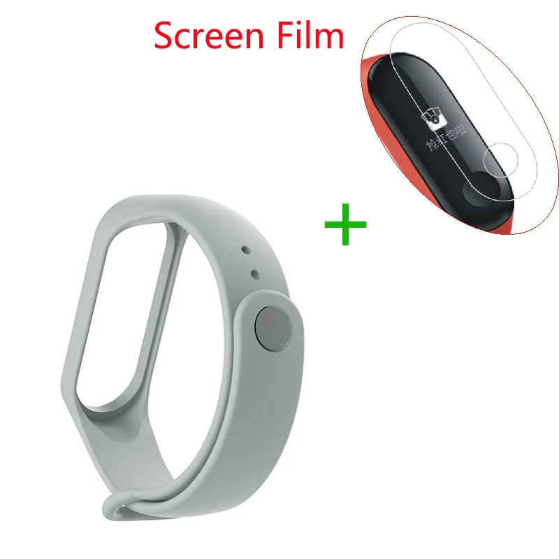 Серый Пленка браслет для Xiaomi mi ремешок 3 спортивный ремешок часы силиконовый ремешок/кабель для зарядки для mi Band 3 ремешок 12 цветов - Цвет: Серый