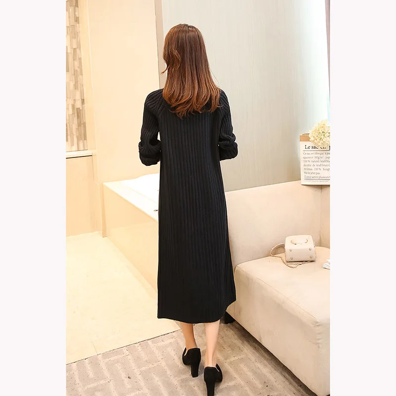 

M-3XL Thick Women Sweater Dress 2019 Spring Winter New Fashion Long Women Jumper Pullover Shirt Casual Loose Knitted Dress f518