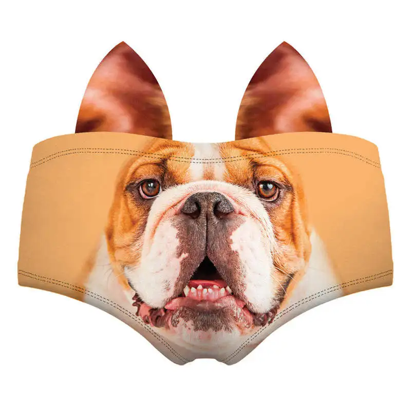 pic4 Новое поступление, модное сексуальное нижнее белье с 3D принтом, Kawaii, трусики с кошачьими ушками, с быком, собакой, гепардом, лисой, дикими животными, женские трусы - Цвет: pic4