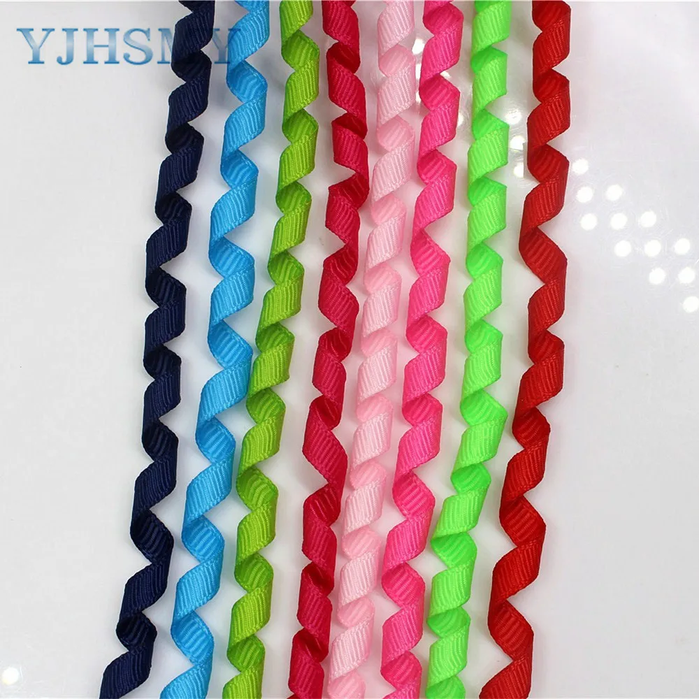 

YJHSMY 178252 6mm Solid color Grosgrain Curly Ribbon For Hairpin Headwear Frizzle Ribbons For Crafts 10pcs/lot