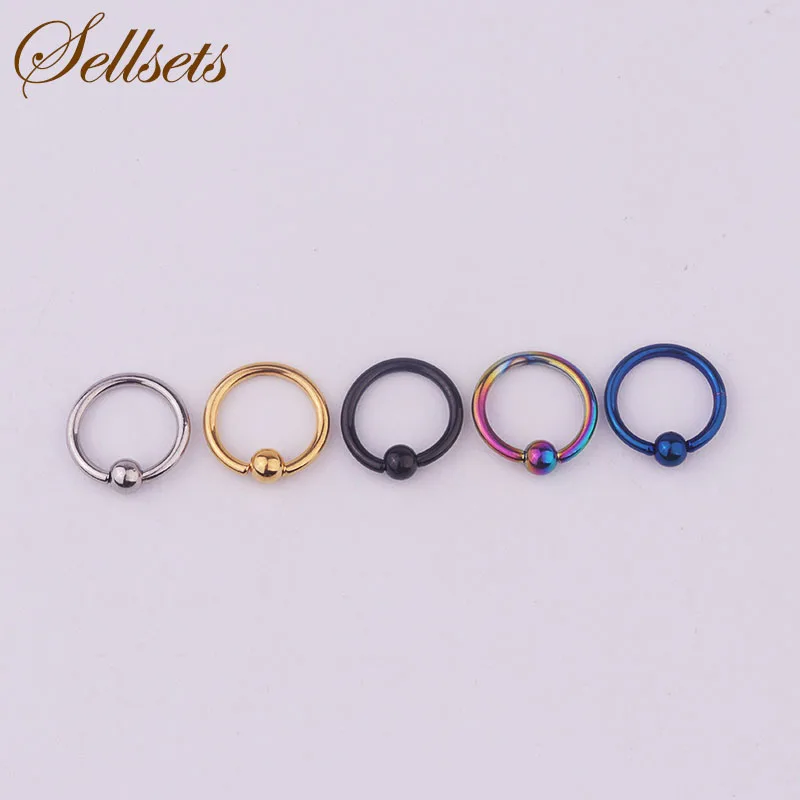 Серьги кольца Sellsets из титановой анодированной нержавеющей стали для пирсинга