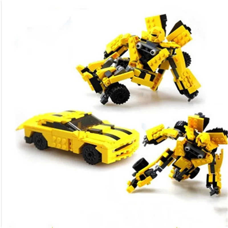 8711 Трансформация Робот желтый автомобиль кирпичи legoings Логические блоки игрушки