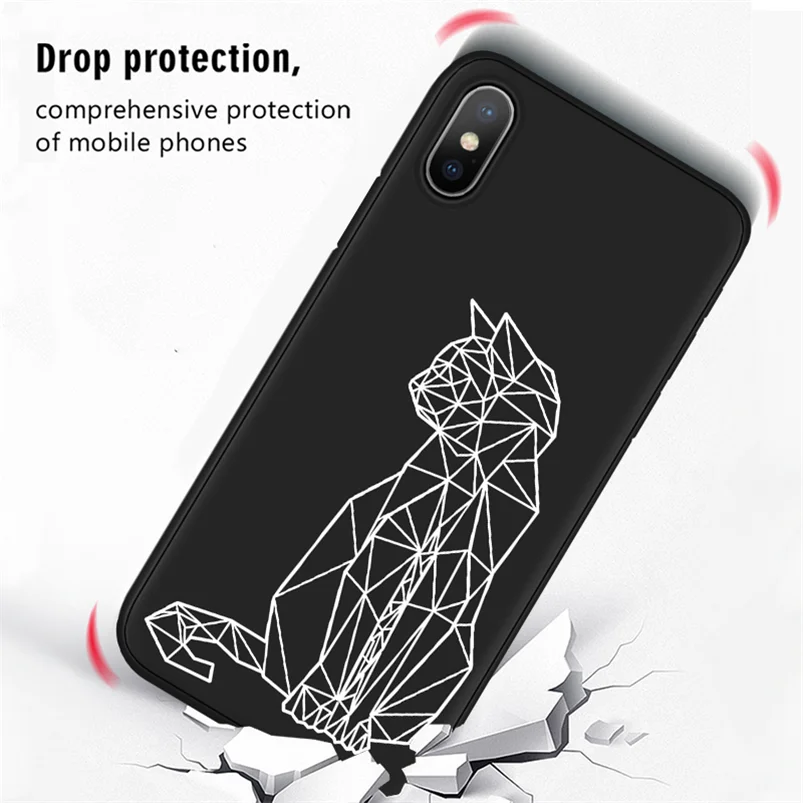 Чехол для телефона для iPhone 8 Plus с животными, черный матовый Мягкий ТПУ чехол для iPhone 11 Pro X XR XS Max 10 7 6 6S Plus 5 5S SE чехол s