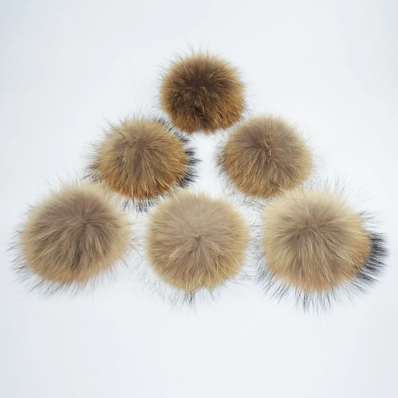 Помпон из натурального меха енота 5 шт./лот Большие меховые шарики для зимних