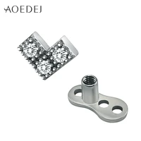 aoedej v shape micro dermal anchor crystal rhinestones titanium head micro retainers body piercing jewelry stainless steel