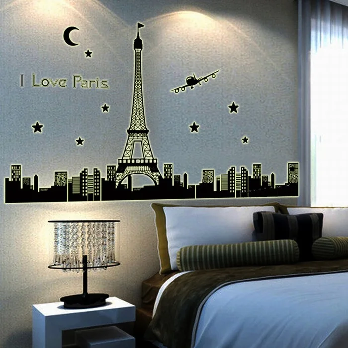 Большой Серебристое свечение в темноте светящееся виниловое украшение виде