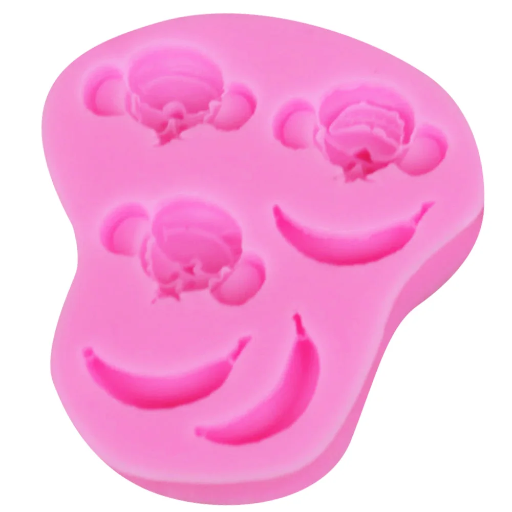 F1181 Monkey Banana Silicone Mold Fondant Mould Cake Decorating Tools Candy Jelly Jello Chocolate Gumpaste Sugarcraft | Дом и сад