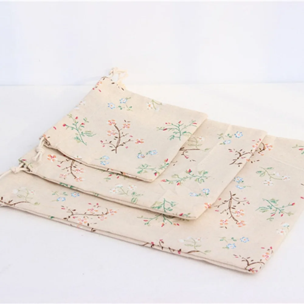 Подарочные мешки из ткани цвета слоновой кости с цветком винтажные сумки на