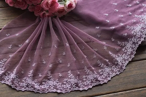 2 ярда кружевная отделка Цветочная вышивка Тюлевое кружево 7 87 дюйма в ширину