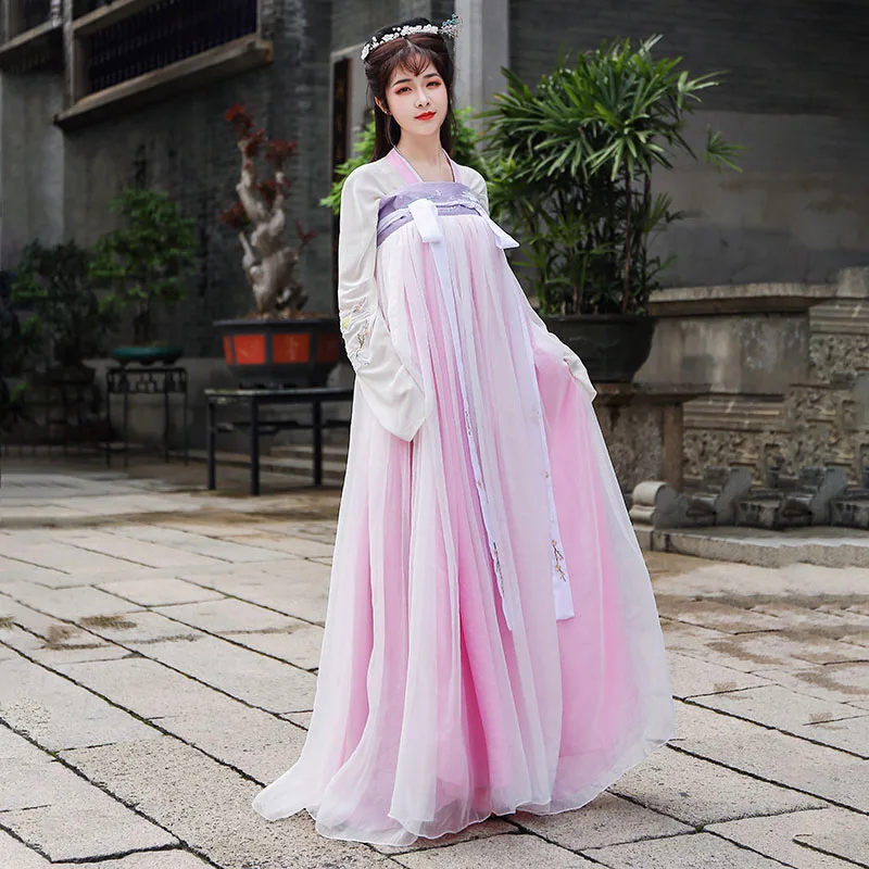 Pink Hanfu Женский Китайский древний костюм розовое/зеленое платье феи карнавальный костюм Взрослый карнавальный наряд сценическая одежда Hanfu bl77 - Цвет: Pink